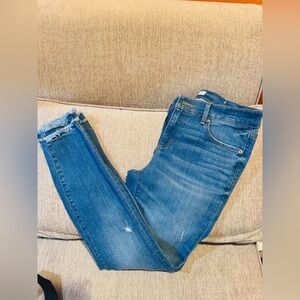 Ann Taylor Distressed Blue Cropped Jeans
